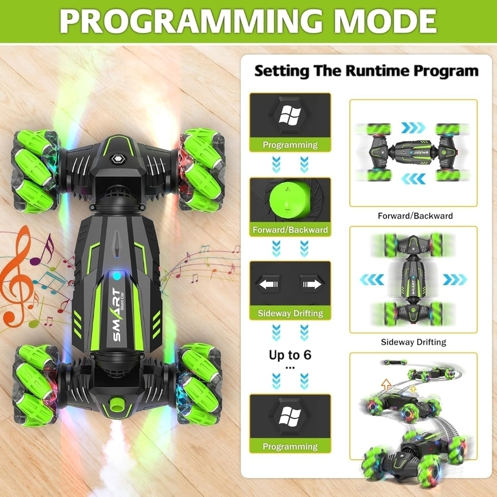 Green LED Remote Control Stunt Car - Picture 6 of 15